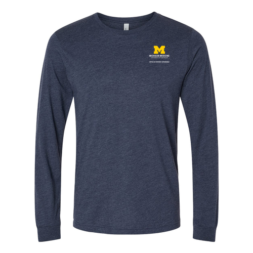 Men/Unisex Bella Canvas Soft Fitted Heather CVC Long Sleeve Tee -- Heather Midnight Navy