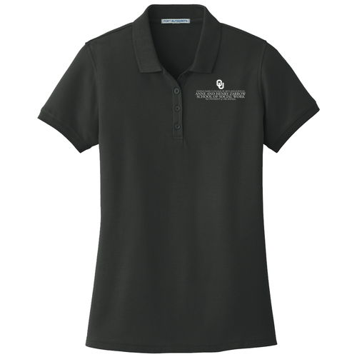 Port Authority Ladies Core Classic Pique Polo Embroidered -- Deep Black