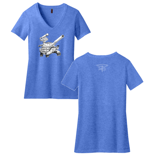 District Made Ladies Perfect Blend V-Neck Tee -- Heathered Royal