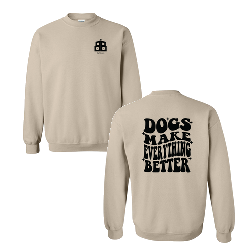 Gildan Heavy Blend Crew Neck Sweatshirt -- Sand / Dog Quote