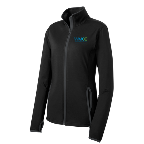 Sport-Tek Ladies Sport Wick Stretch Contrast Full Zip Jacket -- Black / Charcoal Grey