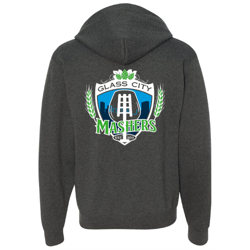 Jerzees Full Zip Hooded Sweatshirt -- Black Heather