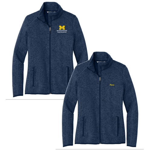 Ladies Port Authority Sweater Fleece Jacket -- River Blue Navy Heather