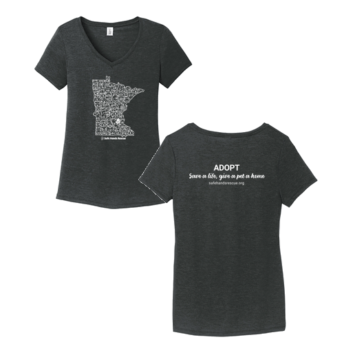 District Made Ladies Perfect Tri V-Neck Tee Black Frost: Novelty Design