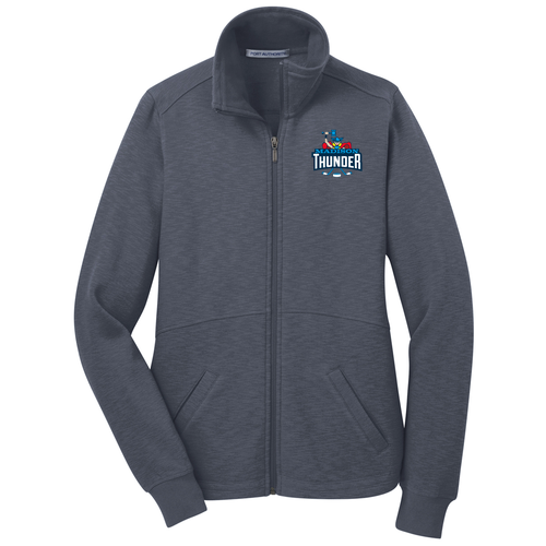 Port Authority Ladies Slub Fleece Full Zip Jacket -- Slate Grey