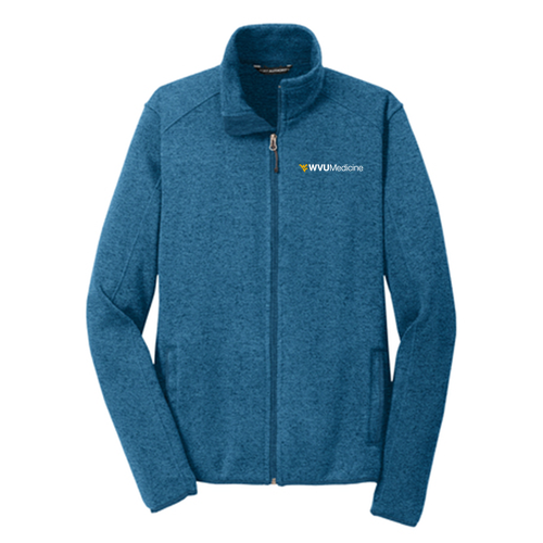 Port Authority Sweater Fleece Jacket -- Medium Blue Heather