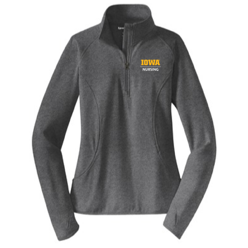 Sport Tek Ladies Sport Wick Stretch Half Zip Pullover -- Charcoal Grey Heather
