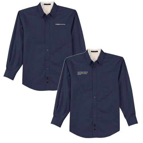 Port Authority Mens Easy Care Long Sleeve Shirt -- Navy / Light Stone